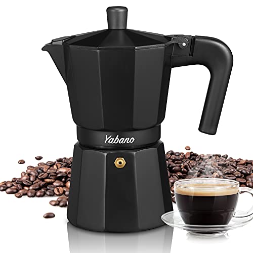 Yabano Stovetop Espresso Maker, 1 Cups Moka Coffee Pot Italian Espresso for Gas or Electric Ceramic Stovetop, Italian Coffee maker for Cappuccino or Latte