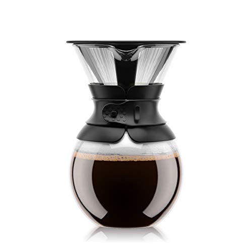 Bodum Pour Over Coffee Maker with Permanent Filter, 1 Liter, 34 Ounce, Black Band
