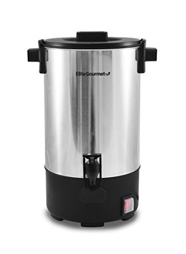 Elite Cuisine CCM-035 Maxi-Matic 30 Cup Electric Coffee Maker Urn, Removable Filter For Easy Cleanup, Two Way Dispenser with Cool-Touch Handles, Stainless Steel