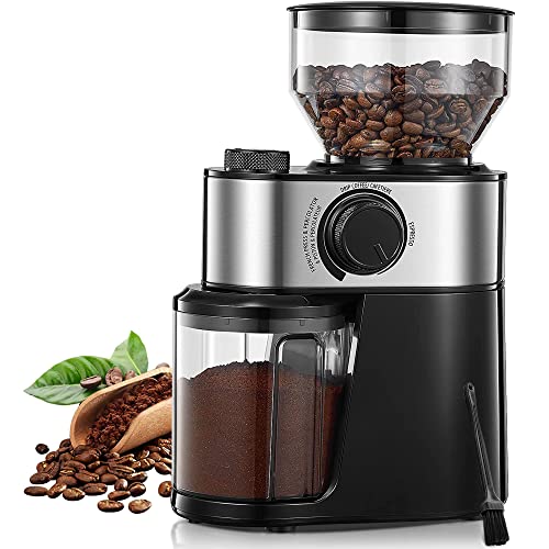 Electric Burr Coffee Grinder, FOHERE Coffee Bean Grinder with 18 Precise Grind Settings, 2-14 Cup for Drip, Percolator, French Press, Espresso and Turkish Electric Coffee Makers, Black