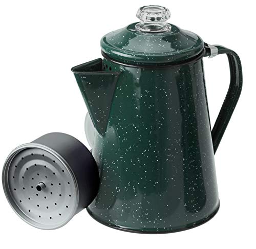 GSI Outdoors Percolator Coffee Pot | Enamelware for Brewing Coffee over Stove & Fire – Campsite, Cabin, RV, Kitchen, Hunting & Backpacking