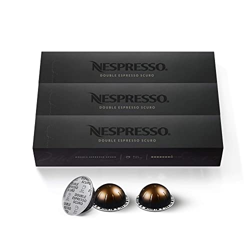 Nespresso Capsules VertuoLine, Double Espresso Scuro, Dark Roast Espresso Coffee, 10 Count (Pack of 3) Coffee Pods, Brews 2.7 Ounce (VERTUOLINE ONLY)