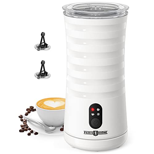 Milk Frother, Paris Rhône 4-in-1 Electric Coffee Frother, Non-Slip Stylish Design, Hot & Cold Milk Steamer with Temperature Control, Auto Shut-Off for Latte, Cappuccino, Macchiato