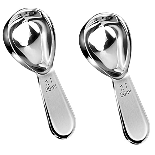Xducom 2 Pcs Coffee Scoop, 18/8 Stainless Steel Coffee Tablespoon Measuring Spoons, 2 Tablespoon Coffee Scoop for Ground Coffee,Tea(Silver) (30ML, Silver, 2)
