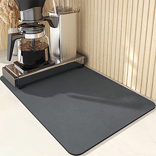 Mimore Coffee Mat – Coffee Bar Mat for Countertop 24×16 – Absorbent Hide Stain Anti-Slip Coffee Bar Accessories Under Espresso Machine Coffee Maker Mat (Dish Drying Mat)