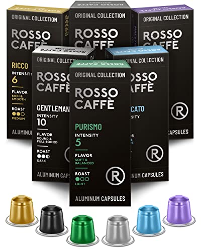 Rosso Coffee Capsules for Nespresso Original Machine – 60 Gourmet Espresso Pods, Compatible with Nespresso Original Line Machines (Variety 60)