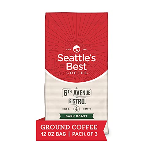 Seattle’s Best Coffee 6th Avenue Bistro Dark Roast Ground Coffee | 12 Ounce Bags (Pack of 3)