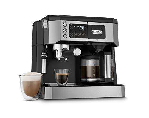 De’Longhi All-in-One Combination Coffee Maker & Espresso Machine + Advanced Adjustable Milk Frother for Cappuccino & Latte + Glass Coffee Pot 10-Cup, COM532M