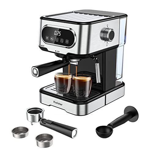 Kwister Espresso Machine 15 Bar, Espresso and Cappuccino Machine with Milk Frother, Espresso Maker with Steamer, Digital Touch Screen Coffee Machine with 50 oz Water Tank