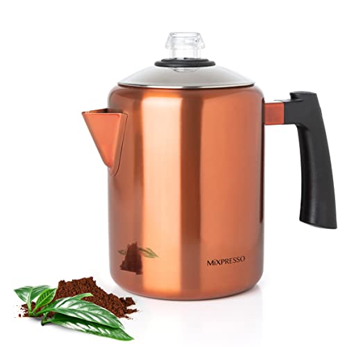 Mixpresso Stainless Steel Stovetop Coffee Percolator, Percolator Coffee Pot, Excellent For Camping Coffee Pot, 5-8 Cup (Copper)
