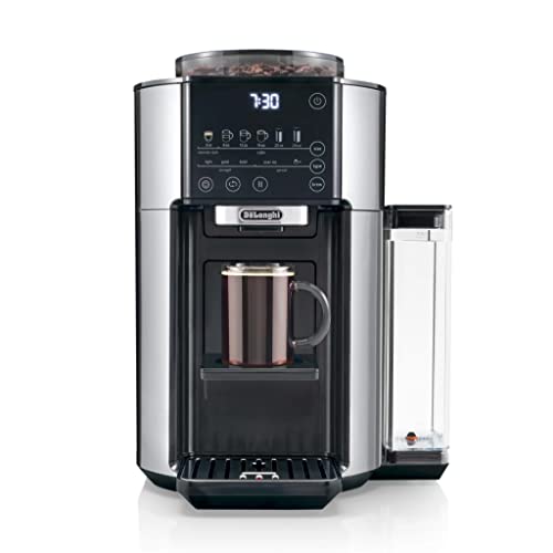 De’Longhi TrueBrew Drip Coffee Maker, Built in Grinder, Single Serve, 8 oz to 24 oz, Hot or Iced Coffee, Stainless, CAM51025MB
