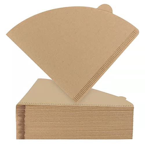 Coffee Filters, Size 02 Cone Natural Paper Filters, 200 Count 2-4 Cup, Compatible with V60 Pour Over Dripper (Unbleached，200)