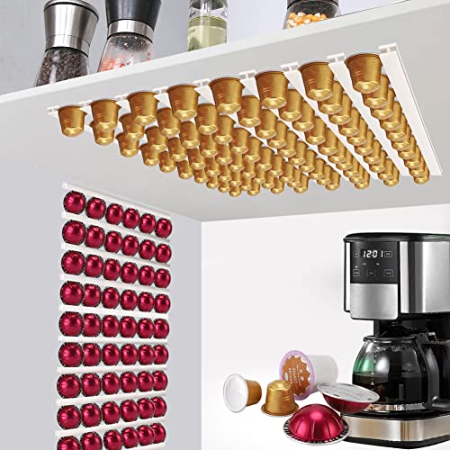 Coffee Pod Holder, K Cup Holders for Counter,10 PCS Coffee Pods Storage/Organizer,Wall Mount Coffee Pod Holder with Adhesives,Under Cabinets-White