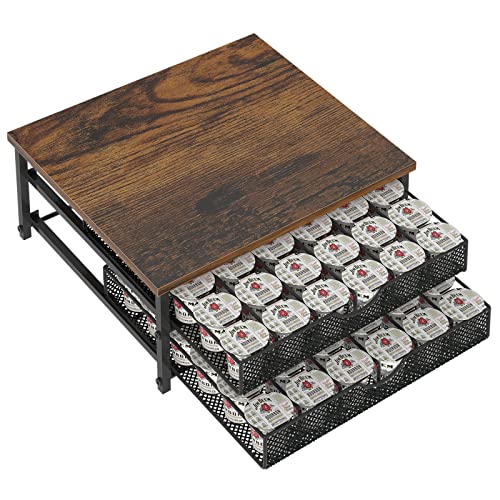 Coffee Pod Holder For Counter, Coffee Pod Drawer for K Cup Storage Drawer Holder, 72 Capacity Pods Storage Organizer for K Cups Capsule Storage with Sliding Baskets for Coffee Station, Black