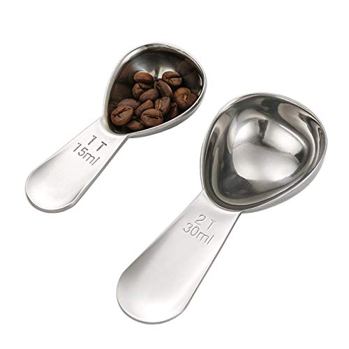 Coffee Scoop, Pack of 2 Stainless Steel Coffee Scoop (15ML and 30ML) Exact Measuring Spoon for Coffee, Flour, Sugar