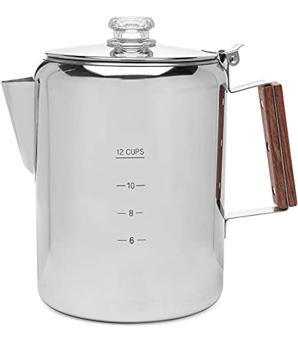 COLETTI Bozeman Camping Coffee Pot – Coffee Percolator – Percolator Coffee Pot for Campfire or Stove Top Coffee Making (12 CUP)