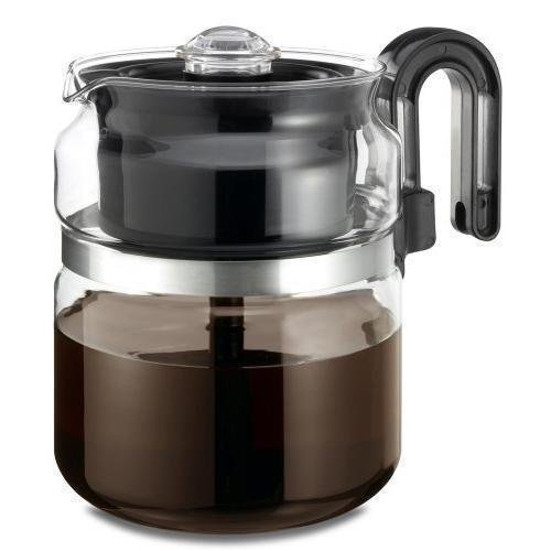 Coffee Maker Pot Medelco 8 Cup Glass Stovetop Stove Top Tea Machine Percolator