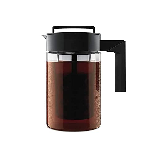 Amazonned Cold Brew Maker – Simple Cold Brew Iced Coffee Maker for Home Use – Minimalist Cold Coffee Maker with Pitcher, Airtight Lid, Non-Slip Silicone Handle – Non-BPA Plastic – 1 Quart
