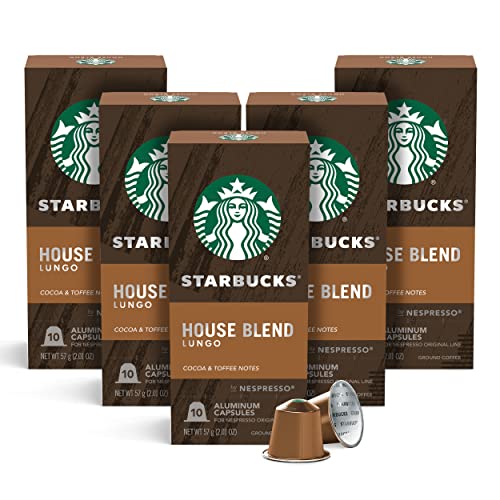 Starbucks by Nespresso Medium Roast House Blend Coffee (50-count single serve capsules, compatible with Nespresso Original Line System)