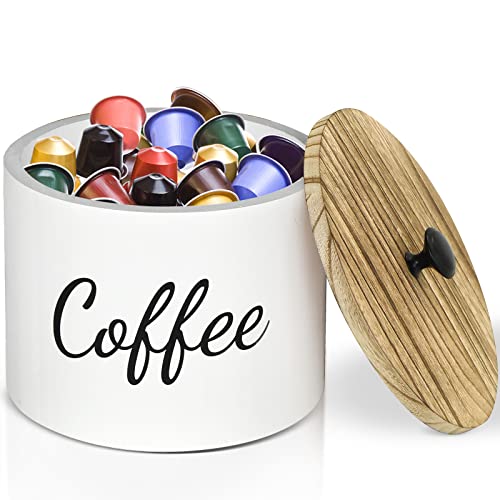 Wood Coffee Pod Holder With Lid, Coffee Station Organizer for Counter, Coffee Filter Holder Coffee Filter Storage Container, Coffee Pod Storage Basket, Coffee Bar Accessories Organizer