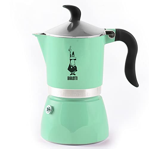 Bialetti Fiammetta Moka Pot – 3 Cup Espresso Maker With Safety Valve – Mint Italian Stovetop Coffee Maker