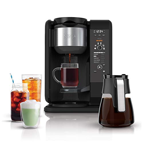 Ninja Hot and Cold Brewed System, Auto-iQ Tea and Coffee Maker with 6 Brew Sizes, 50 fluid ounces, 5 Brew Styles, Frother, Coffee & Tea Baskets with Glass Carafe (CP301)