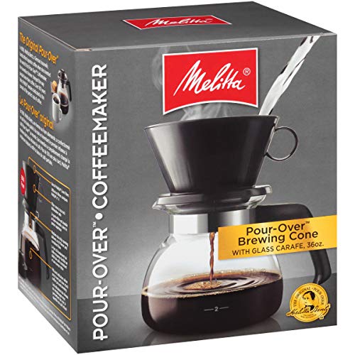 Melitta Pour-Over Coffee Brewer W/ Glass Carafe, Holds 6 – 6 Oz Cups, Black
