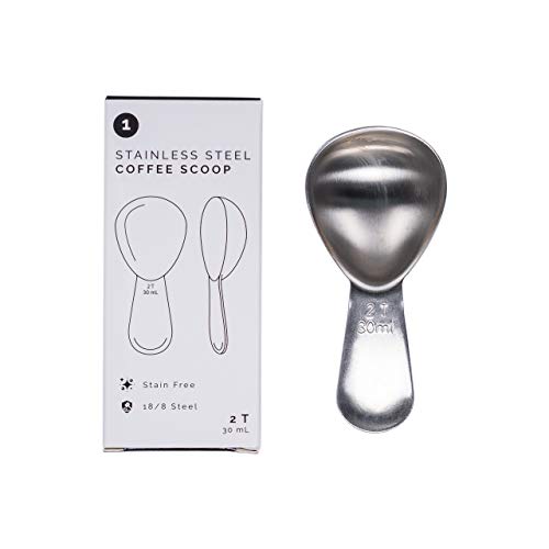 Airscape Stainless Steel Coffee Scoop – Perfectly Proportioned Ergonomic Spoon, 2 Tablespoon Capacity, Fits inside Airscape Canisters (Brushed Steel)