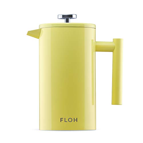 Floh French Press for Coffee & Tea in Yellow – 34 Oz Insulated Stainless Steel Coffee Maker