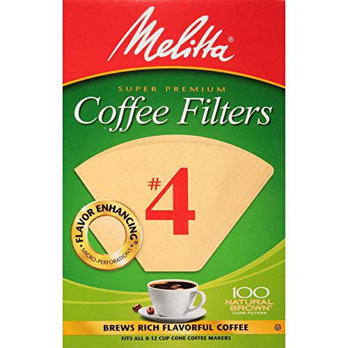 Melitta #4 Cone Coffee Filters, Natural Brown, 100 Count