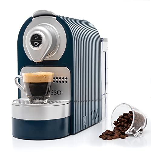 Mixpresso Espresso Machine for Nespresso Compatible Capsule, Single Serve Coffee Maker Programmable Buttons for Espresso Pods, Premium Italian 19 Bar High Pressure Pump 27oz 1400W (Blue With Silver)
