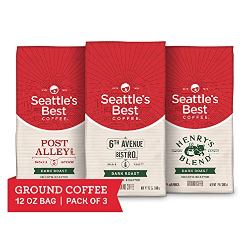 Seattle’s Best Coffee Dark Roast Ground Coffee Variety Pack | 12 Ounce Bags (Pack of 3)