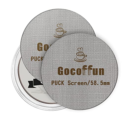 Gocoffun Espresso Puck Screen 58.5mm, Coffee Portafilter Lower Shower Contact Screen,2 Pack 1.7 mm Thickness 316L Stainless Steel Reusable Puck Filter Screen Coffee Accessories