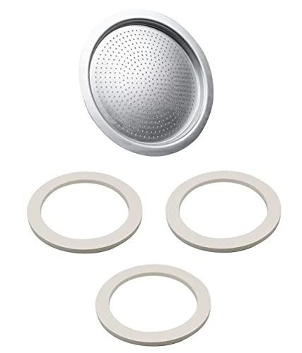 Univen 2.25″ (57mm) Espresso Filter and Gasket Seals Compatible with Bialetti 3 Cup Aluminum Espresso Makers