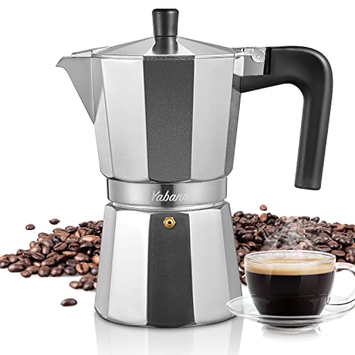 Yabano Stovetop Espresso Maker, 3 Cups Moka Coffee Pot Italian Espresso for Gas or Electric Ceramic Stovetop, Italian Coffee maker for Cappuccino or Latte