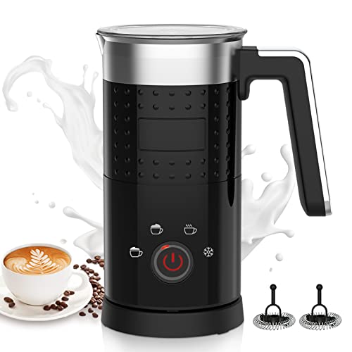 4 in 1 Electric Milk Frother: 10oz/350 mL Large Capacity Electric Milk Steamer for Hot and Cold Milk Froth – Automatic Milk Frother & Warmer for Latte, Cappuccinos, Macchiato, Hot Chocolate
