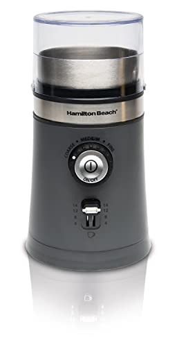 Hamilton Beach Electric Coffee Grinder for Beans, Spices and More, with Multiple Grind Settings for up to 14 Cups, Removable Stainless Steel Chamber, Grey (80396C)