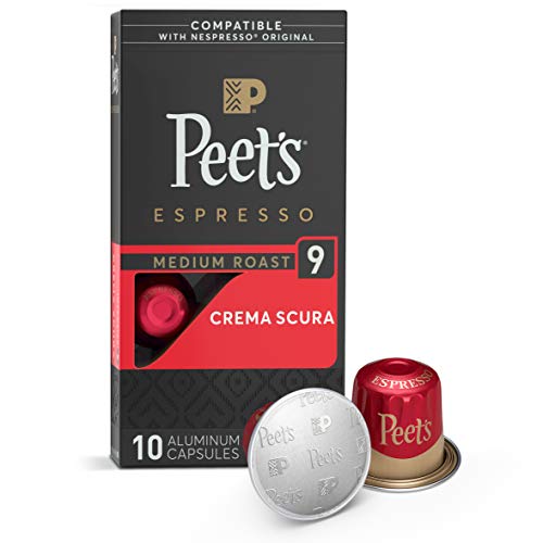 Peet’s Coffee, Medium Roast Espresso Pods Compatible with Nespresso Original Machine, Crema Scura Intensity 9, 10 Count (1 Box of 10 Espresso Capsules)