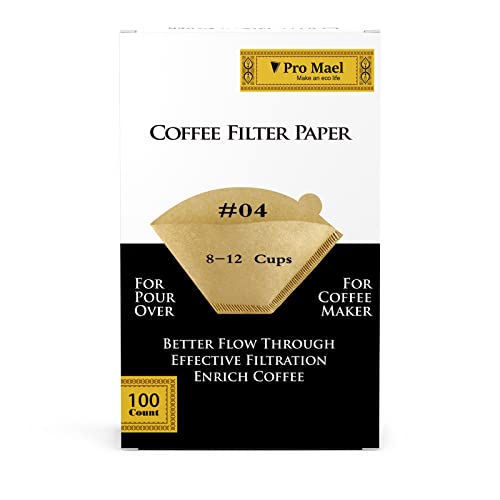 Pro Mael #4 Cone Coffee Filters Paper Disposable for Pour Over and Drip Coffee Maker, Better Filtration No Blowouts Made from Unbleached Filter Paper Natural Brown (100 Count)