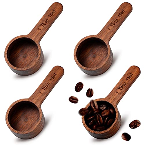 Skyley 4 Pieces Coffee Spoon Wooden Coffee Scoop Coffee Measure Scoop Wooden Table Spoon Coffee Ground Wood Tablespoon for Brown approx. 15 ml/ 0.5 oz