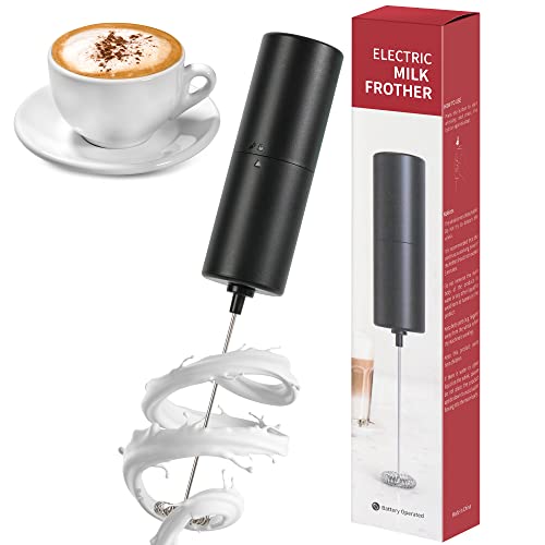 High Value Milk Frother Handheld Black, Battery Operated Beverage Mixer, Mini Coffee Mixer for Latte, Cappuccino, Matcha, Hot Chocolate