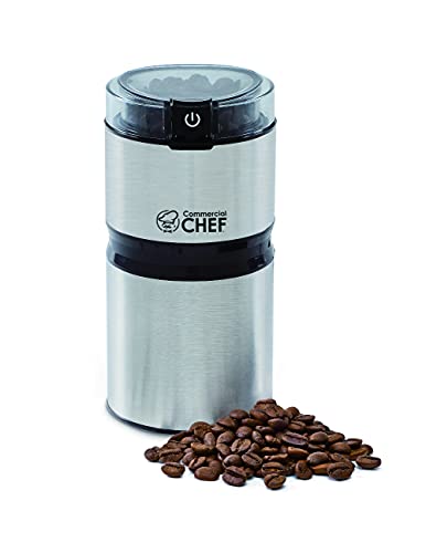 Electric Coffee Grinder Spice Grinder – Stainless Steel Blades Grinder for Coffee Bean Seed Nut Spice Herb Pepper, Brushed Stainless Steel Texture and Transparent Lid