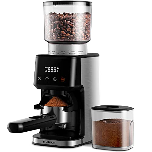 SHARDOR Conical Burr Coffee Grinder for Espresso with Precision Electronic Timer, Touchscreen Electric Adjustable Coffee Bean Grinderwith 51 Precise Settings, Brushed Stainless Steel