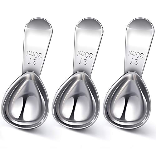 3 Pieces Tablespoon Coffee Scoop Stainless Steel Coffee Scoops Short Handle Tablespoon Measuring Spoons for Coffee Tea Sugar (Silver,30 ml)