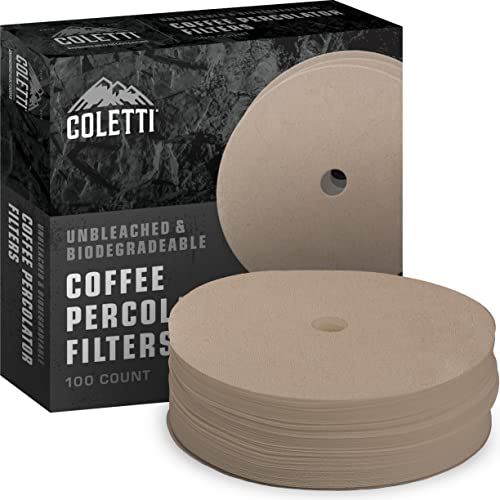 COLETTI Bozeman Percolator Coffee Filters 3.75in – 100 Disc Coffee Filters For Percolators – Premium (Brown – Paper, 3.75”)
