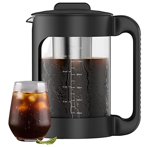 KATHSI Cold Brew Coffee Maker, 51 OZ Iced Coffee Maker and Tea Brewer, Heavy-Duty Large Capacity with Deluxe Stainless Steel Filter,1.6 Quart, Black