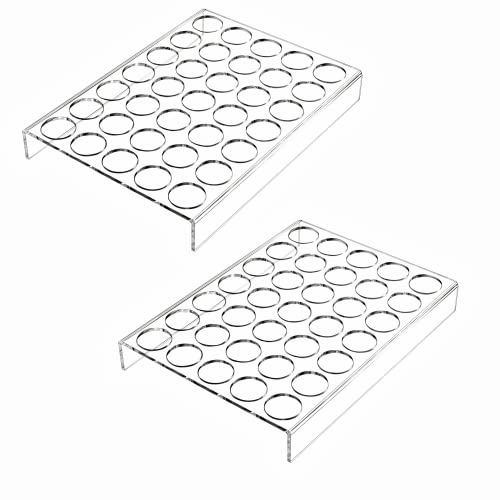 IEEK 2 Pack of 35 Slots Flat Countertop Coffee Pod Holder K Cup Organizer Tray Clear Acrylic Coffee Pod Organizer for Office and Kitchen Counter or Drawer Compatible With KCup Pods