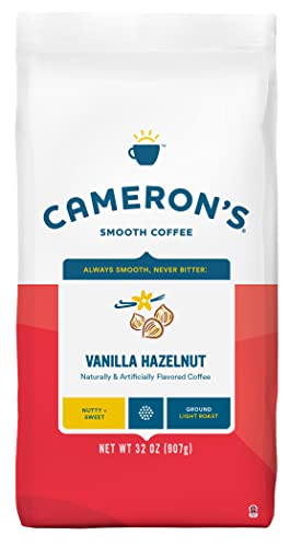 Cameron’s Coffee Roasted Ground Coffee Bag, Flavored, Vanilla Hazelnut, 32 Ounce