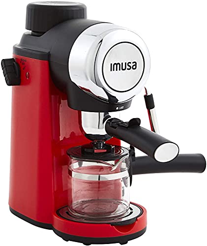 Imusa USA 4 Cup Epic Electric Espresso/Cappuccino Maker, Red 800 Watts