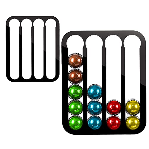 2 Pack Coffee Pods Holders Suitable for Nespresso Vertuo Capsules, Coffee Pod Storage Holds 40 Pods, Coffee Capsule Holder Vertically or Horizontally Mounted on the Fridge, Wall or Under Cabinet